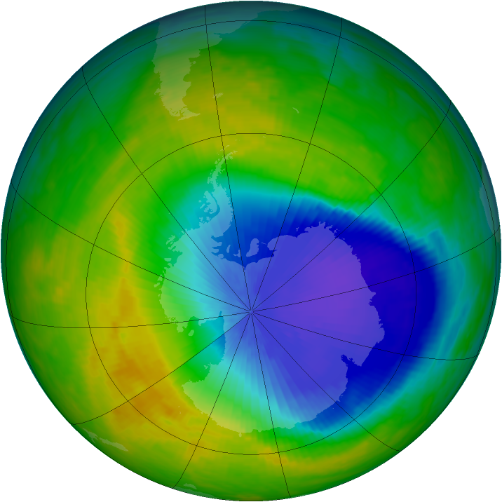 Antarctic ozone map for 27 October 1992